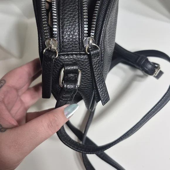 Tahari Black Faux Leather Round Crossbody Bag - Picture 6 of 9